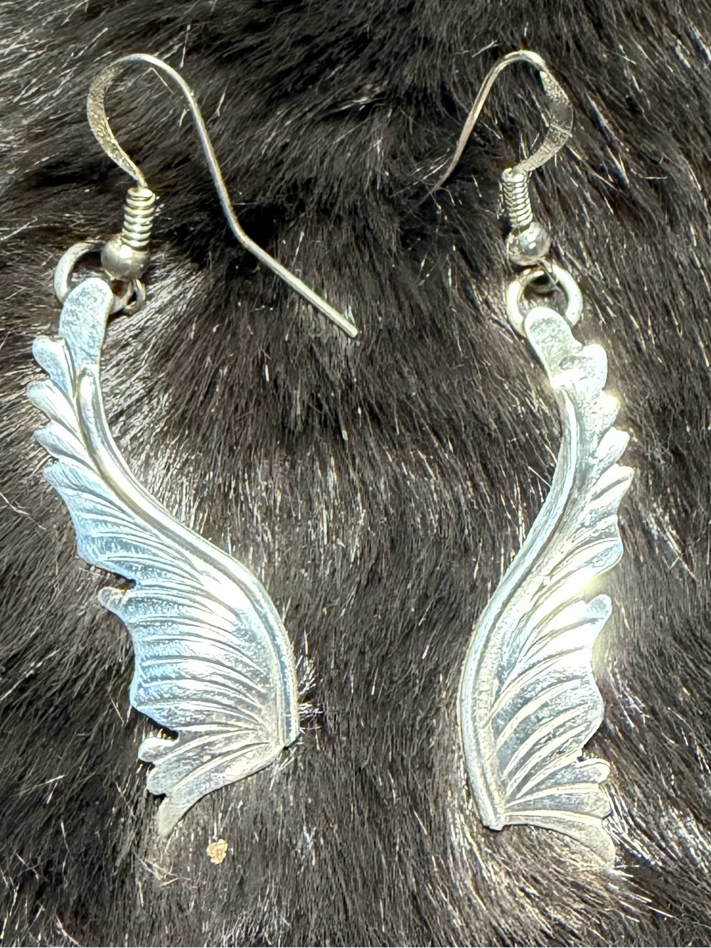Sterling Silver Feather Wing Dangle Earrings Signed JJ Southwestern